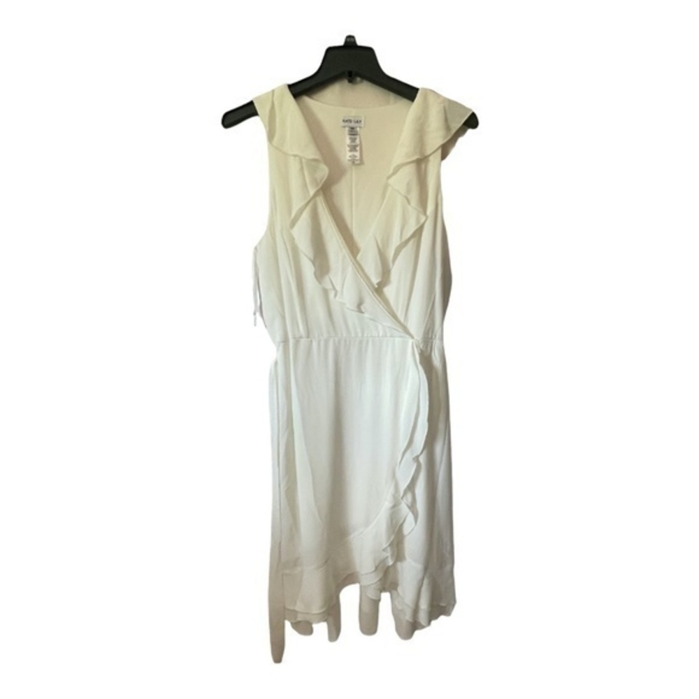Kate Lily Womens White Faux Wrap Dress Summer Vacation Size 14W